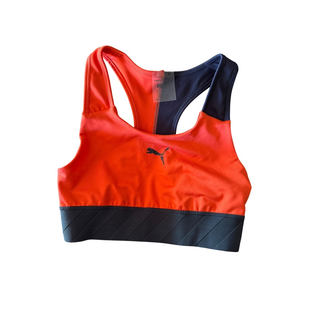 Puma Women DryCell Medium Impact‎ Sports Bra Coral Navy Blue Size S - Picture 2 of 8